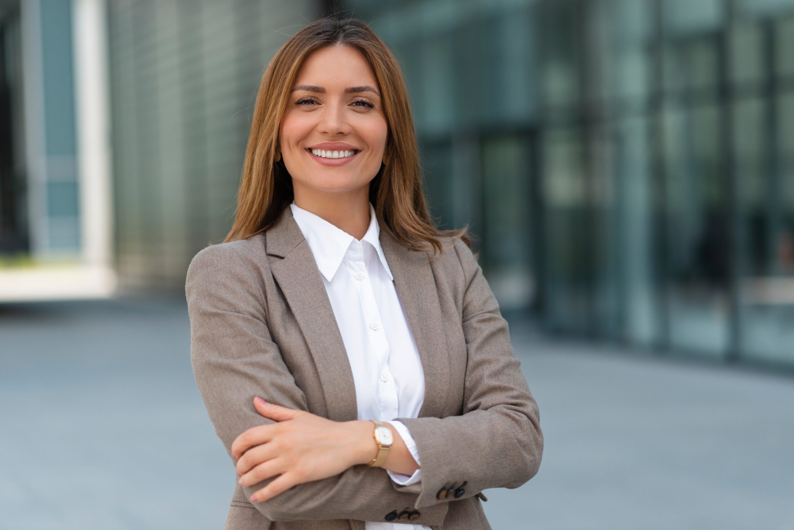 A woman with developed leadership skills